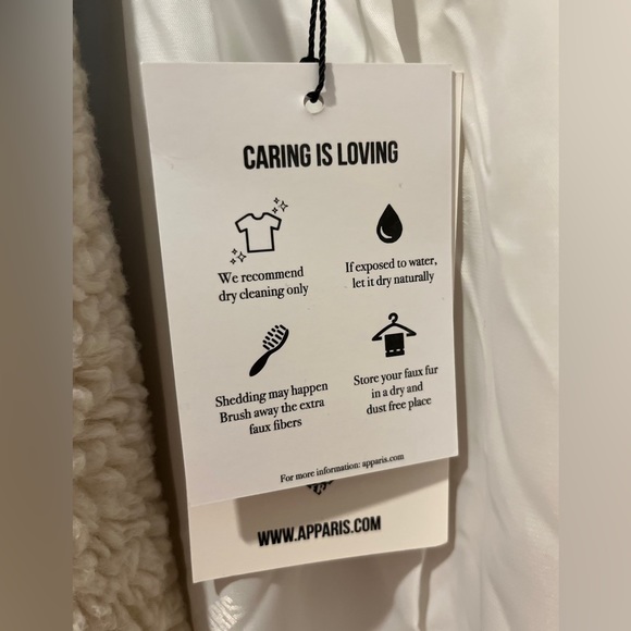 NWT Apparis Anouck Faux Shearling Fur Ivory Jacket 100% Recycled Poly Size Large - Picture 8 of 14